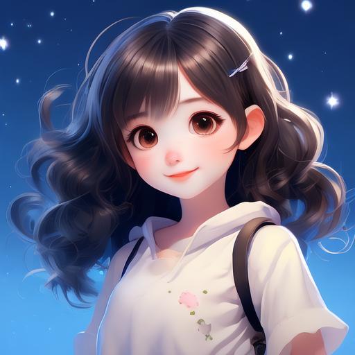 可爱女生头像少女心aiai绘画创作ai绘画卷发笑容